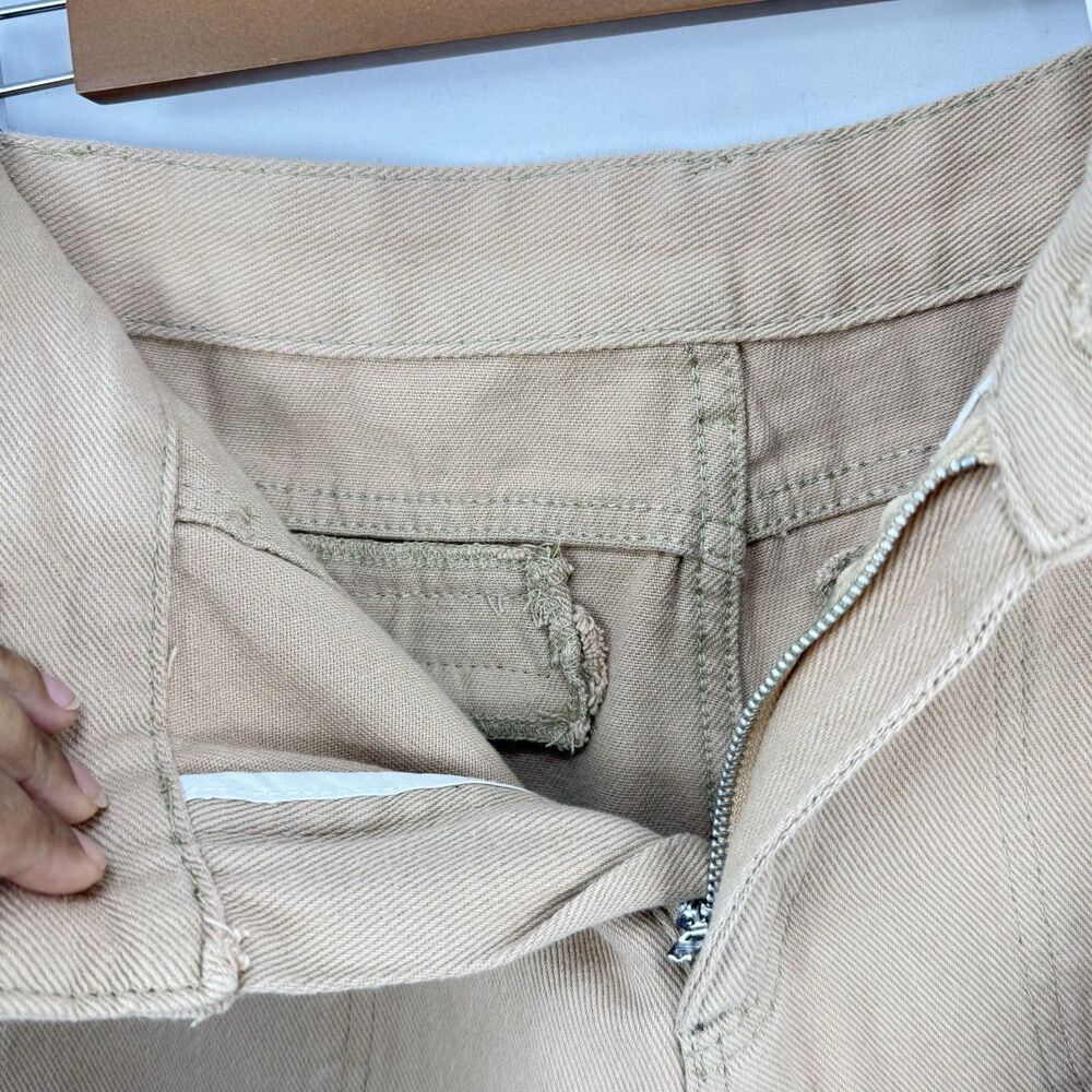 Women's Wide Leg Cargo Jeans Size 4 Relaxed Fit Denim Beige - Picture 8 of 16